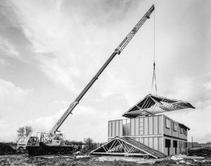 12t Coles crane lifting roof sections into place